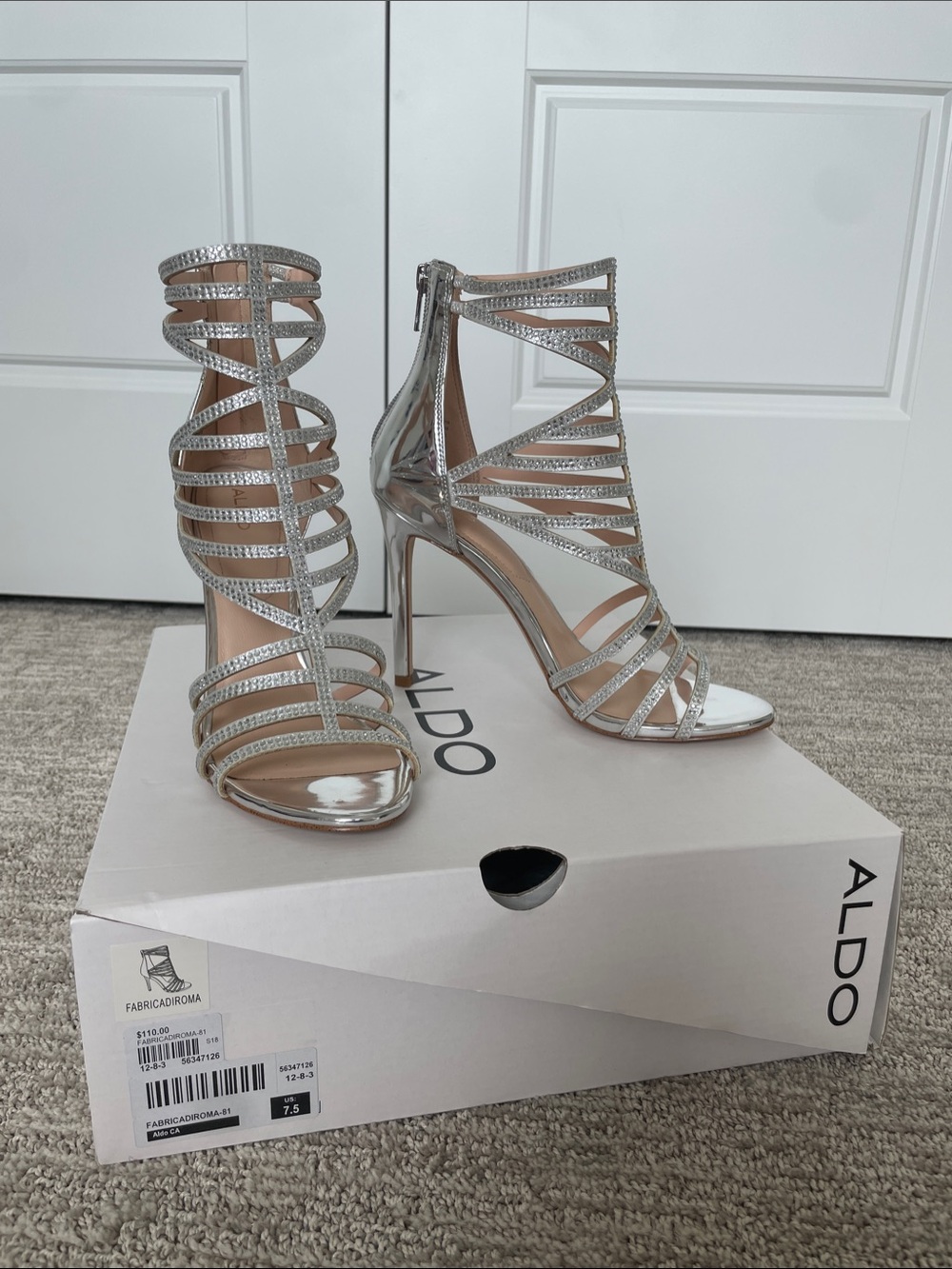 ALDO Silver Crystal-Strap Stiletto Sandals (NEW IN BOX)